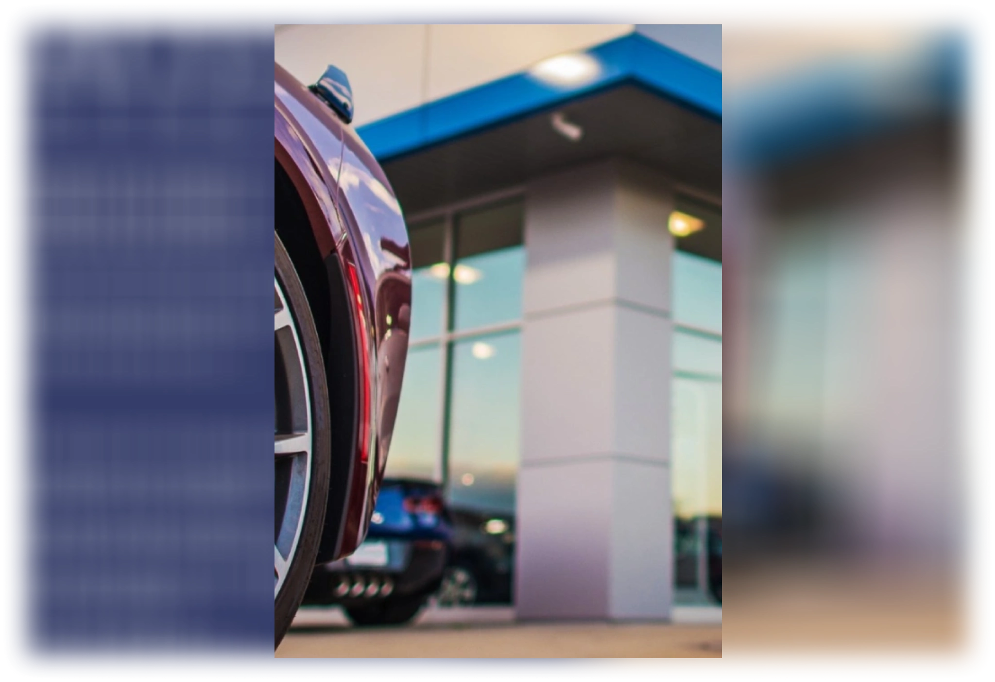 Close-up of car wheel at dealership showroom